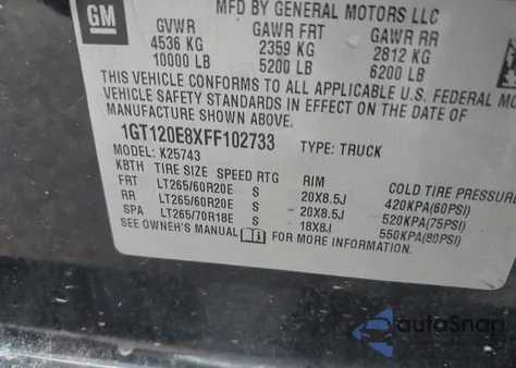 2015 GMC Sierra 2500Hd Denali from USA, damaged, VIN 1GT120E8XFF102733